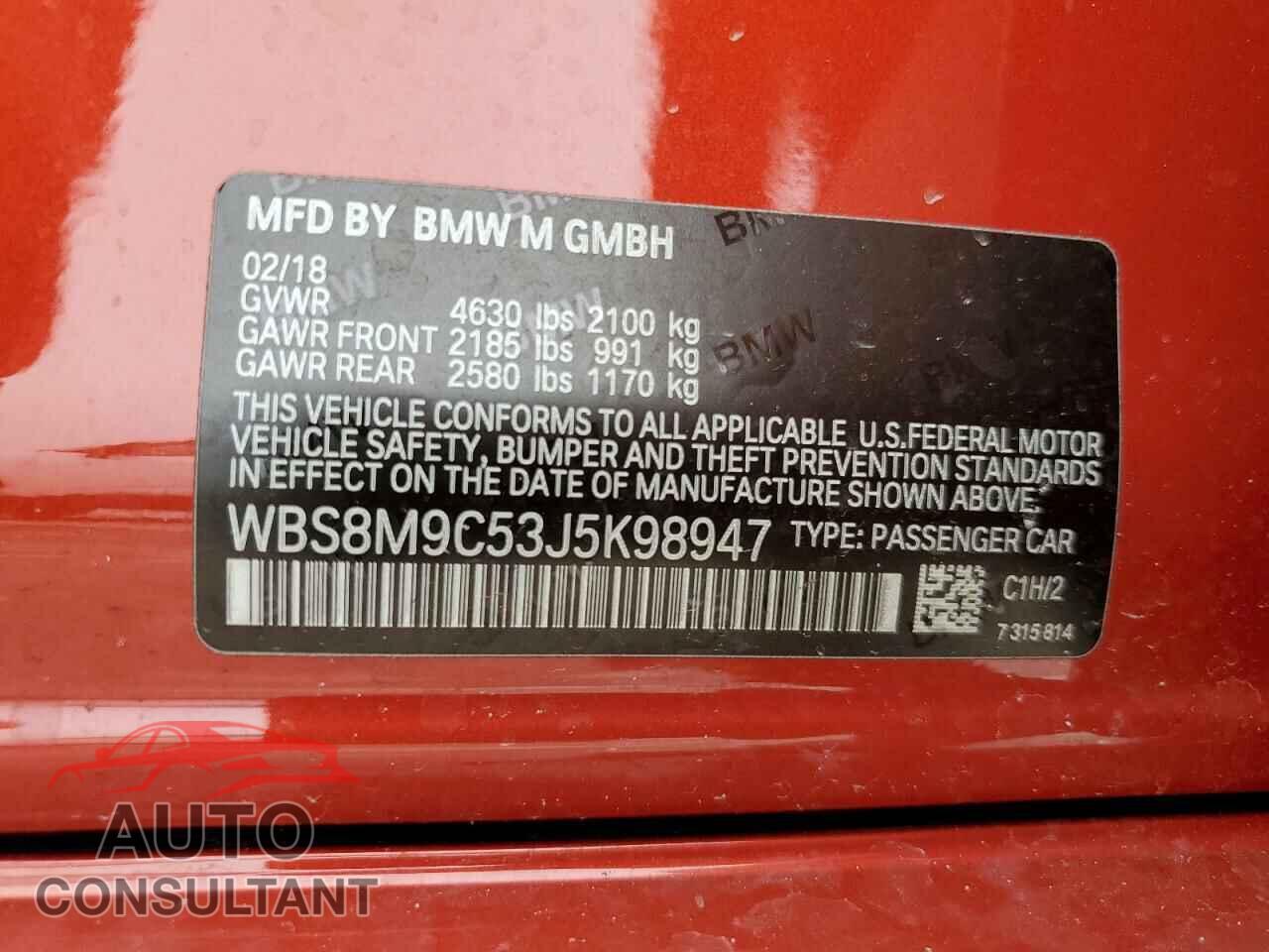 BMW M3 2018 - WBS8M9C53J5K98947