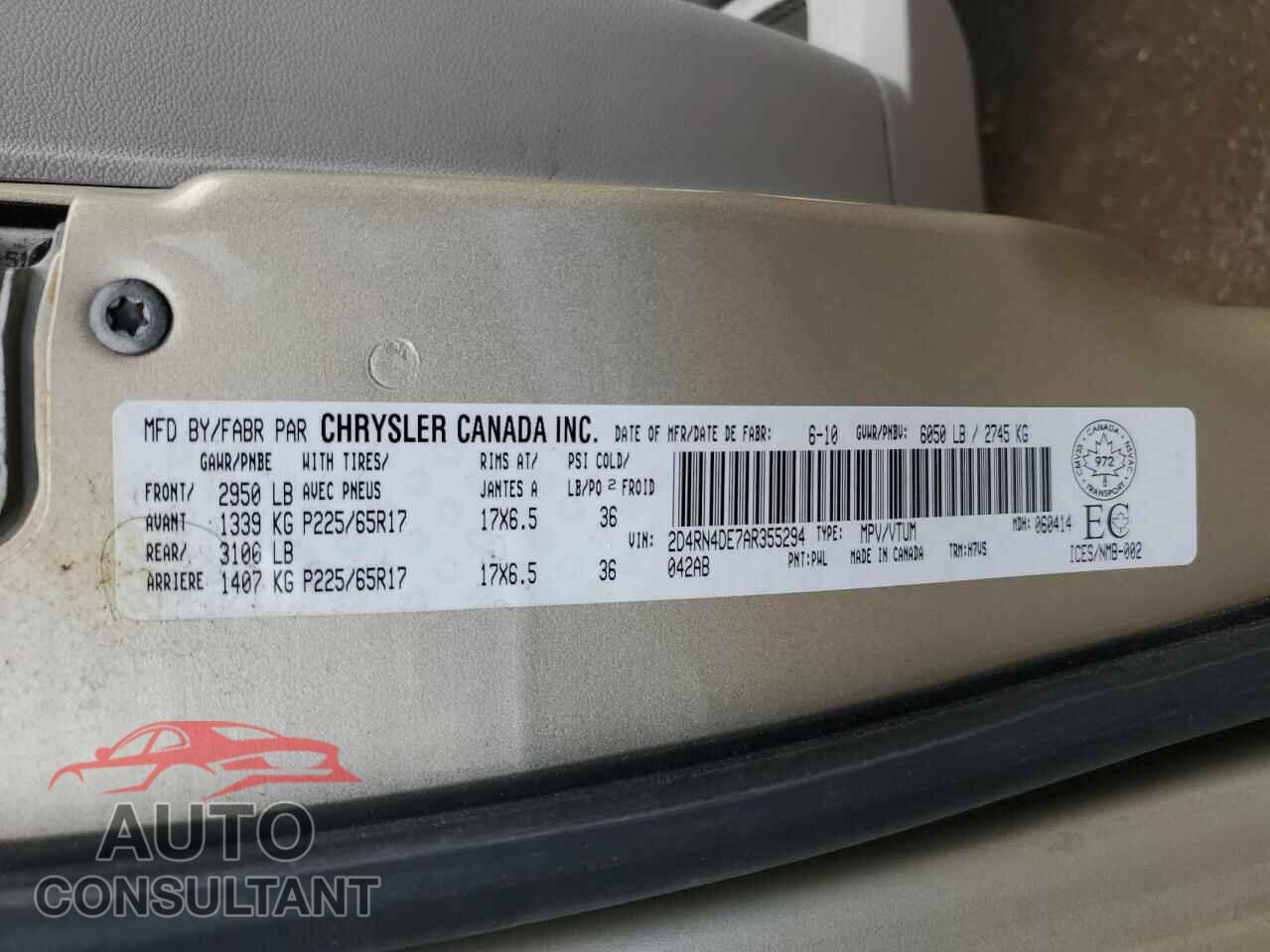 DODGE CARAVAN 2010 - 2D4RN4DE7AR355294