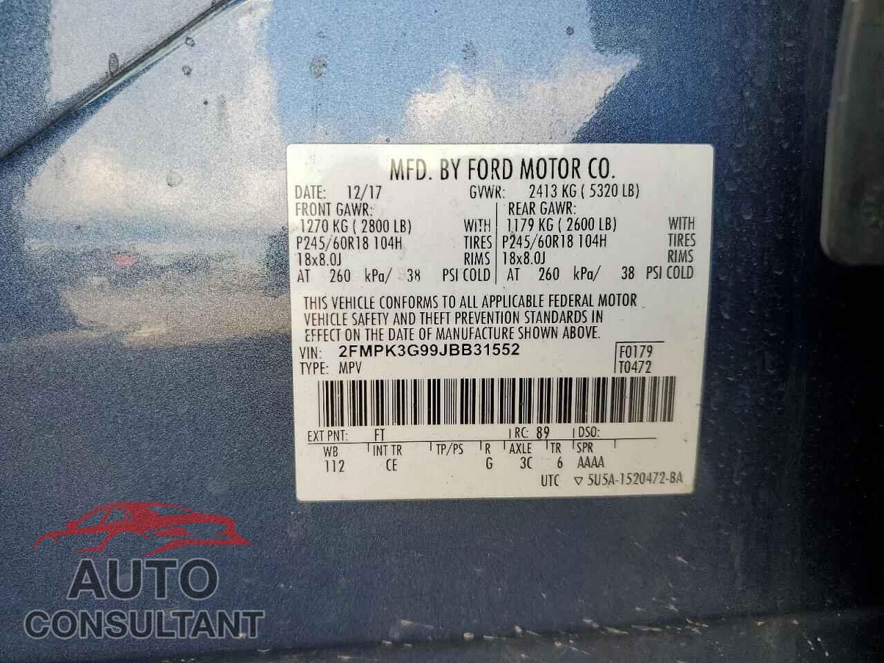 FORD EDGE 2018 - 2FMPK3G99JBB31552