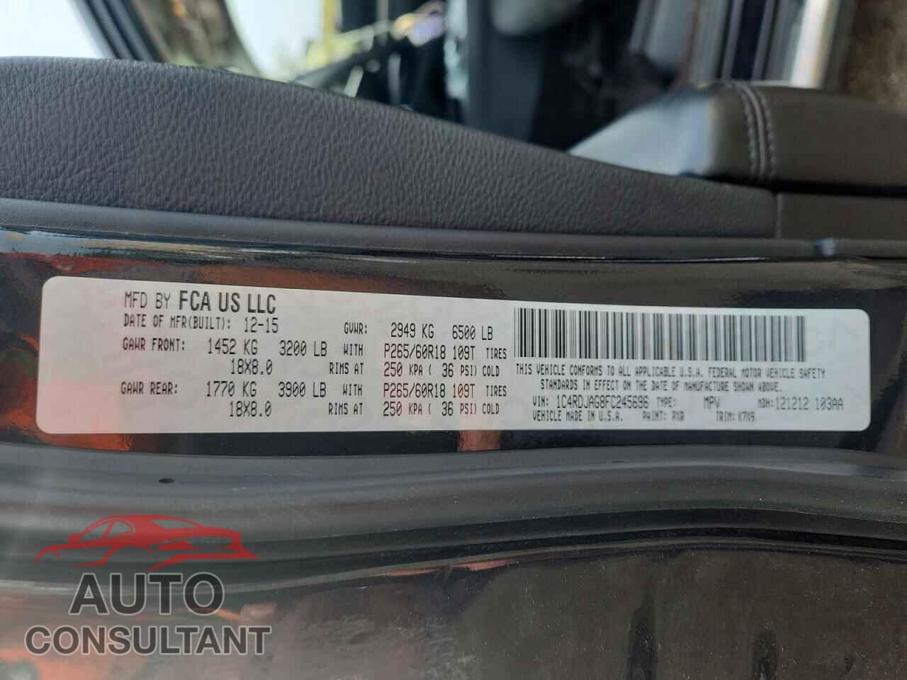 DODGE DURANGO 2015 - 1C4RDJAG8FC245696