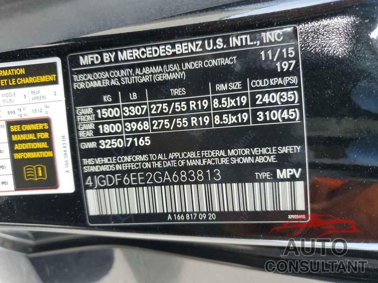 MERCEDES-BENZ GL-CLASS 2016 - 4JGDF6EE2GA683813