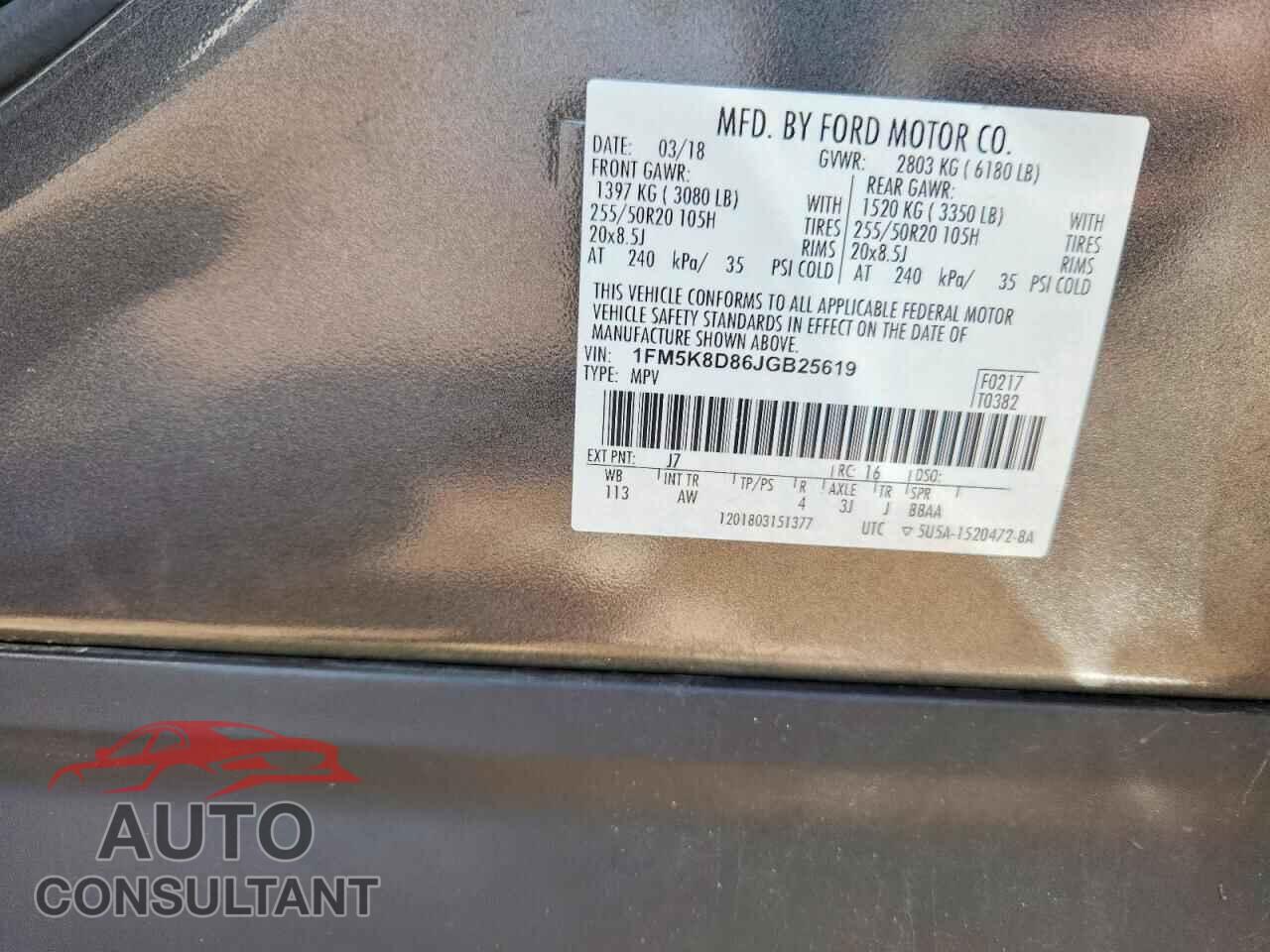 FORD EXPLORER 2018 - 1FM5K8D86JGB25619