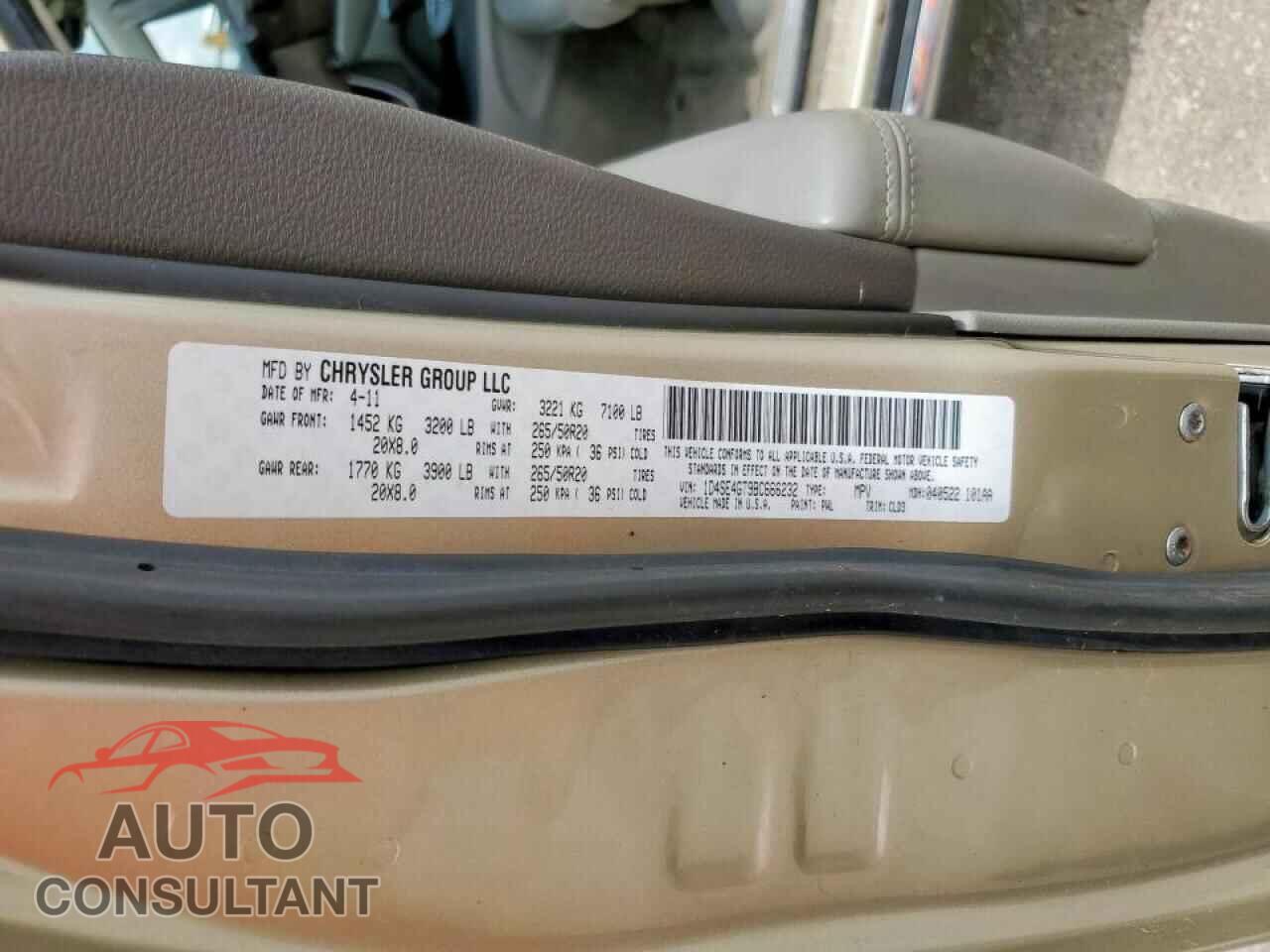DODGE DURANGO 2011 - 1D4SE4GT9BC666232