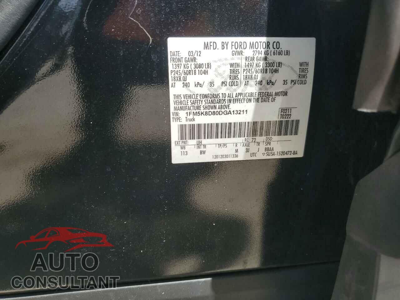 FORD EXPLORER 2013 - 1FM5K8D80DGA13211