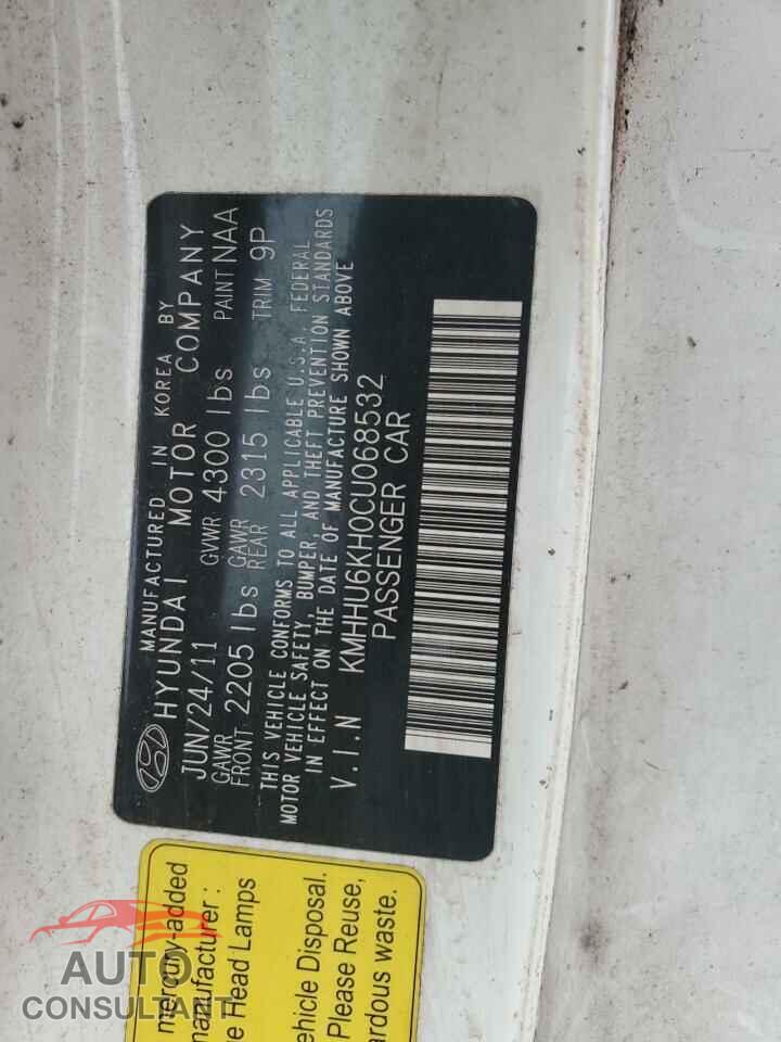 HYUNDAI GENESIS 2012 - KMHHU6KH0CU068532