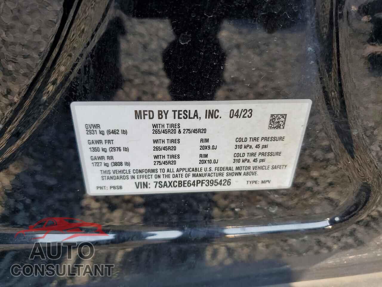 TESLA MODEL X 2023 - 7SAXCBE64PF395426