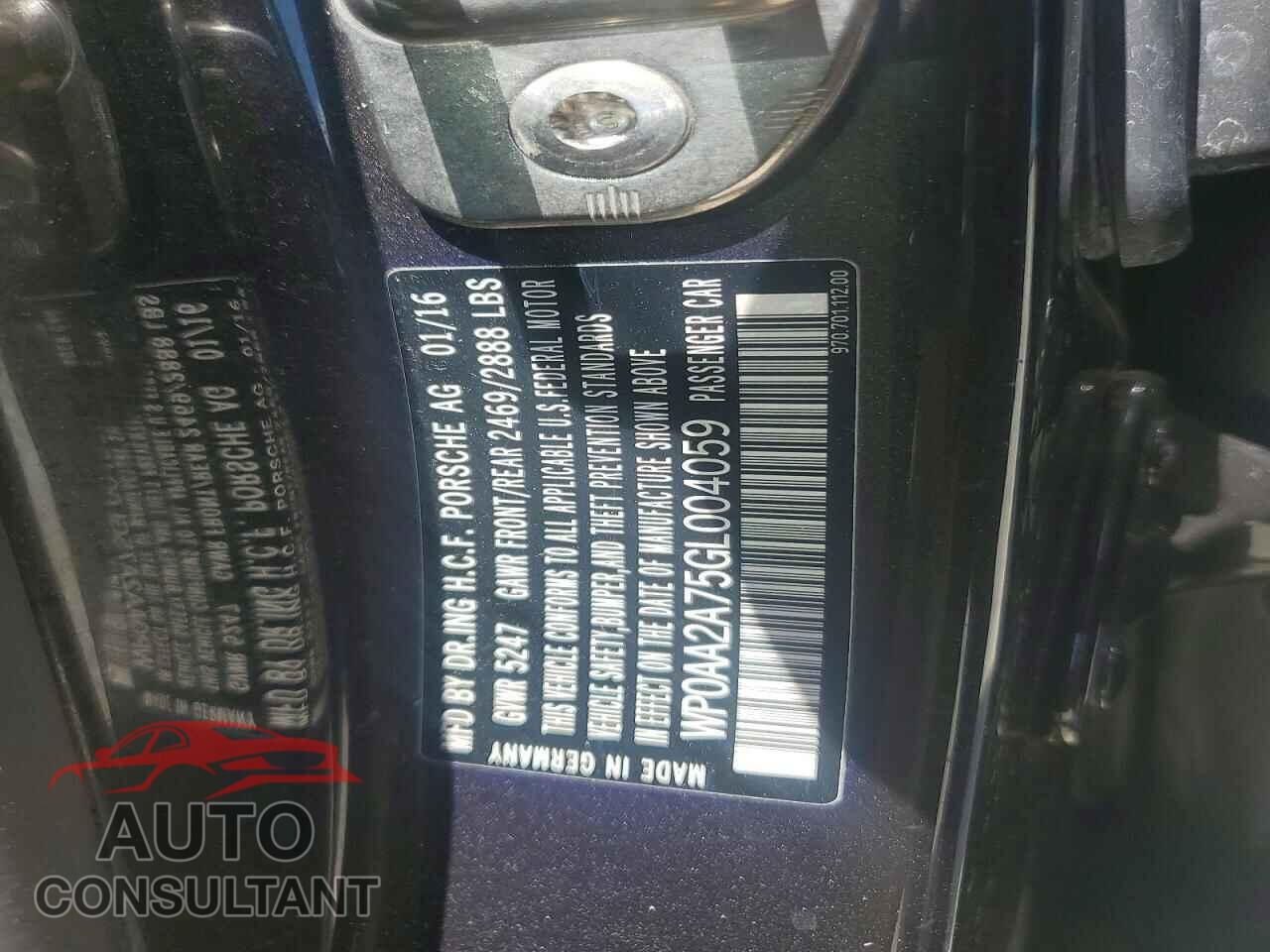 PORSCHE PANAMERA 2016 - WP0AA2A75GL004059