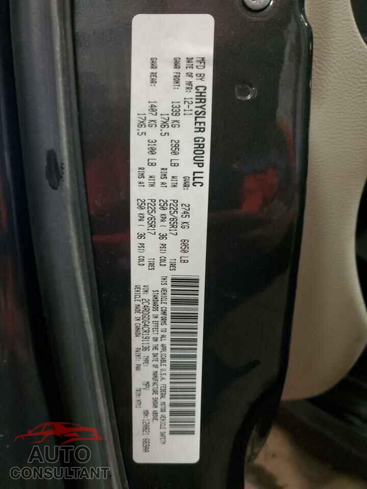 DODGE CARAVAN 2012 - 2C4RDGDG4CR191136