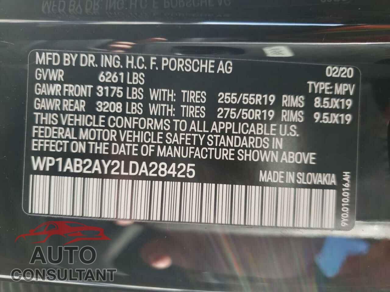 PORSCHE CAYENNE 2020 - WP1AB2AY2LDA28425
