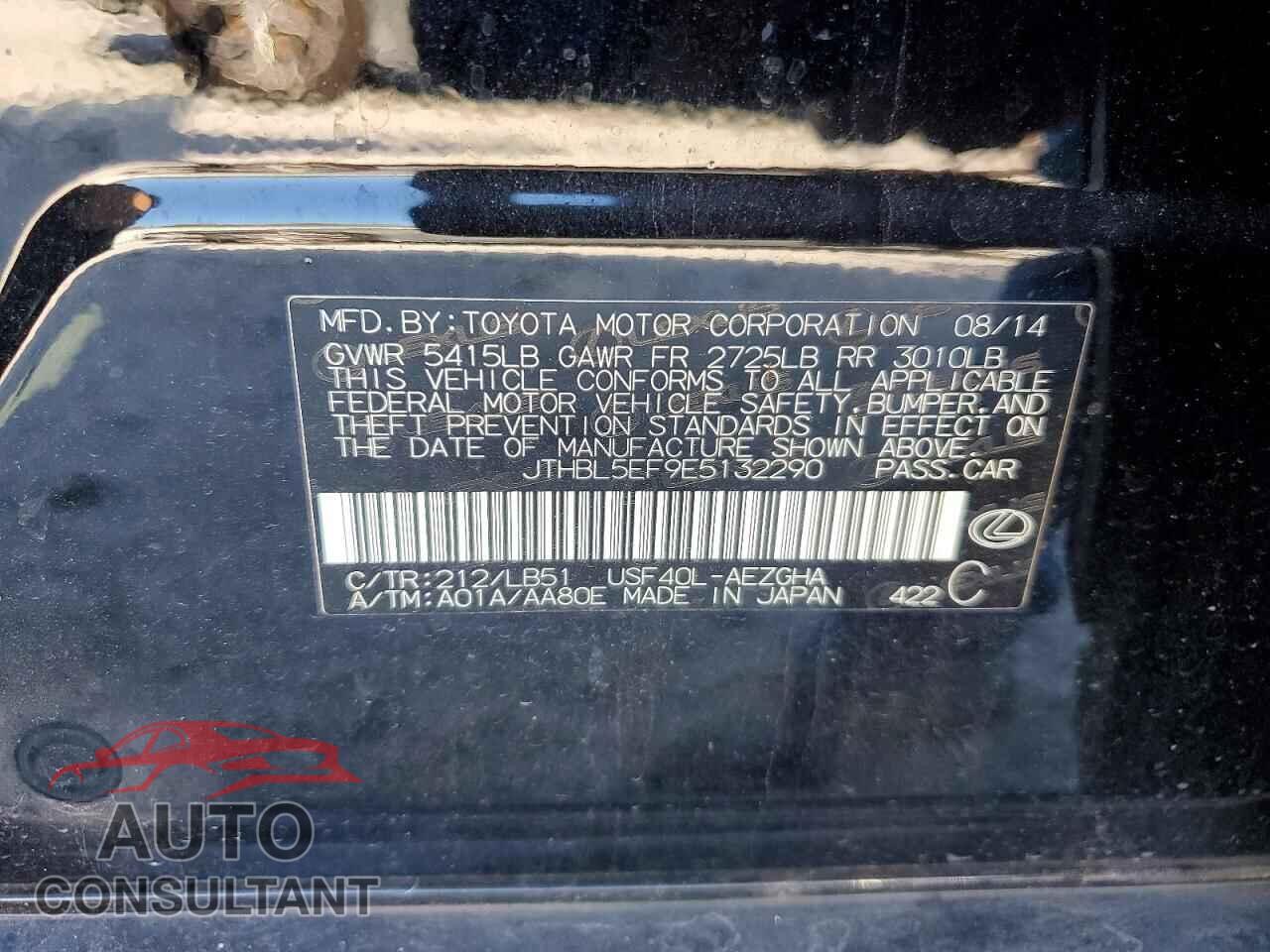 LEXUS LS460 2014 - JTHBL5EF9E5132290