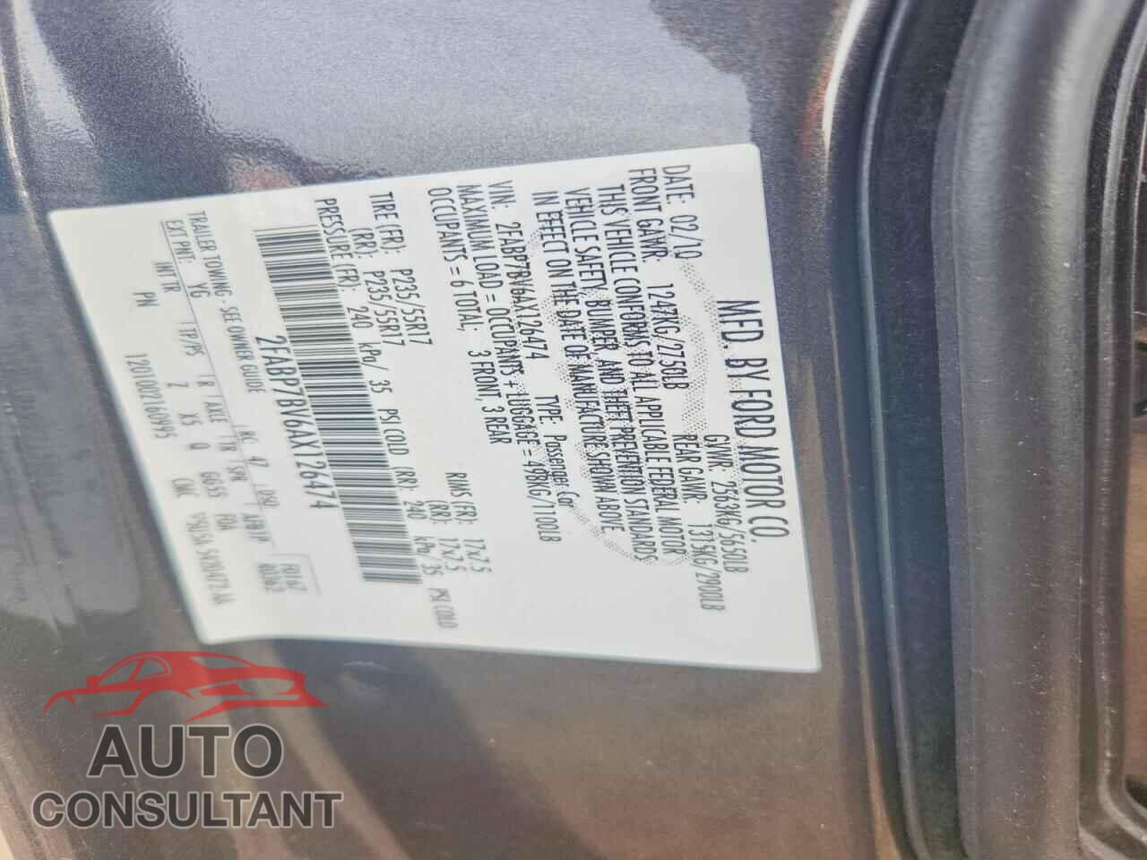 FORD CROWN VIC 2010 - 2FABP7BV6AX126474