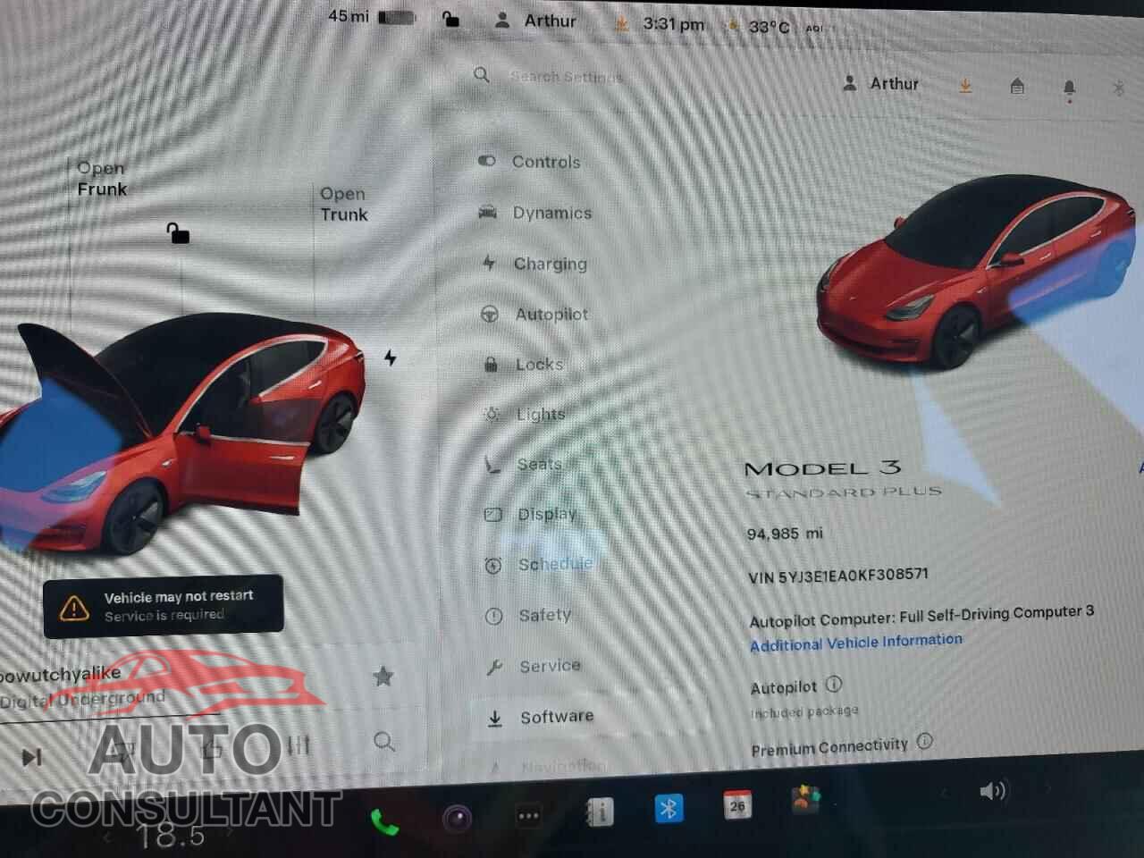 TESLA MODEL 3 2019 - 5YJ3E1EA0KF308571