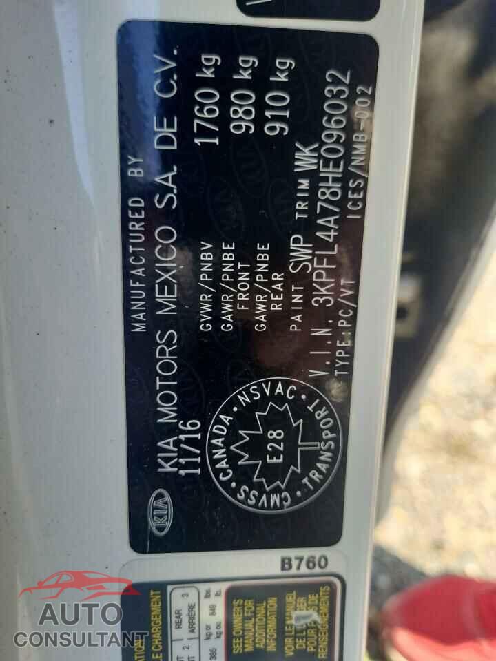 KIA FORTE 2017 - 3KPFL4A78HE096032