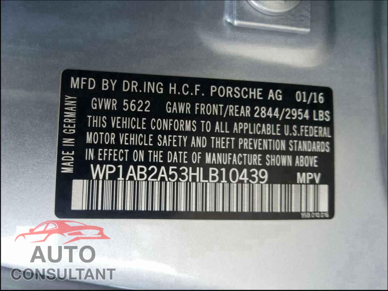 PORSCHE MACAN 2017 - WP1AB2A53HLB10439
