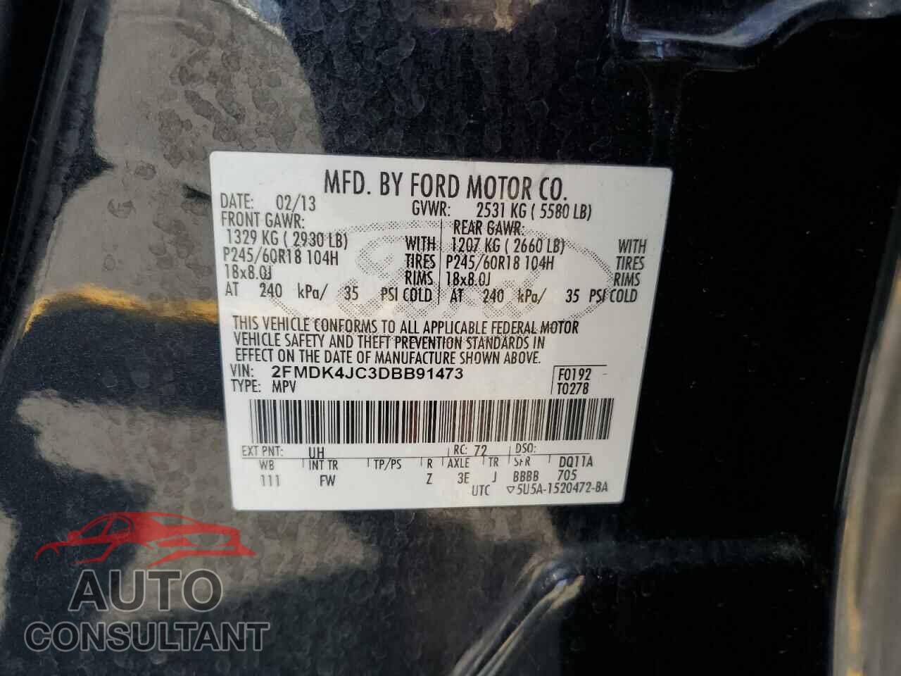 FORD EDGE 2013 - 2FMDK4JC3DBB91473