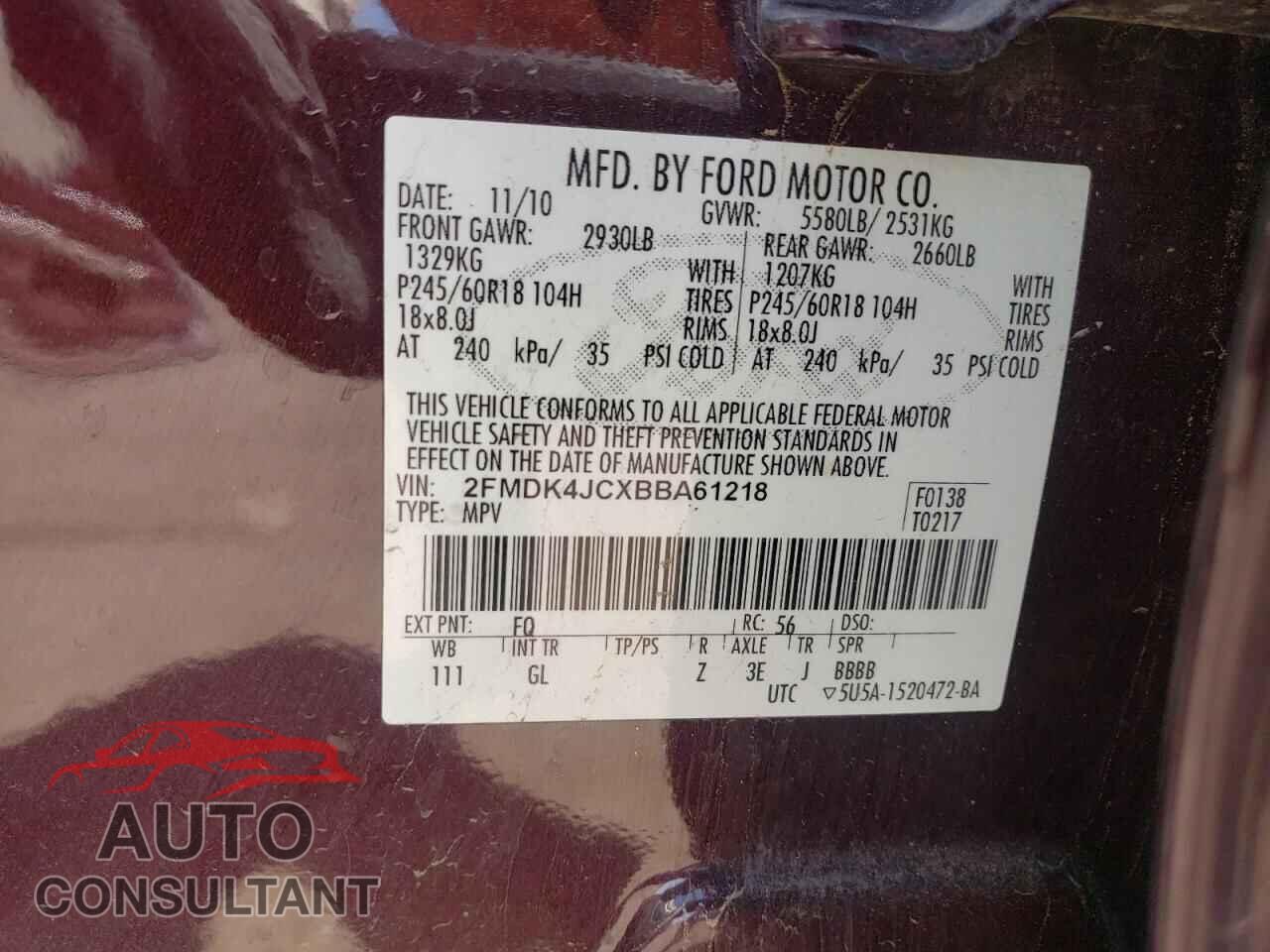 FORD EDGE 2011 - 2FMDK4JCXBBA61218