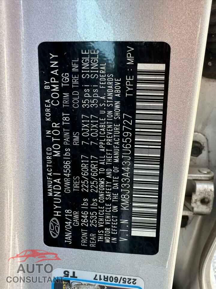 HYUNDAI TUCSON 2018 - KM8J33A43JU659727