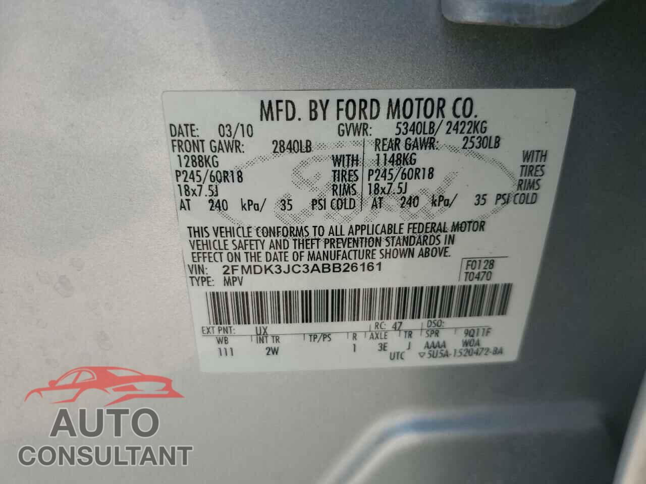 FORD EDGE 2010 - 2FMDK3JC3ABB26161