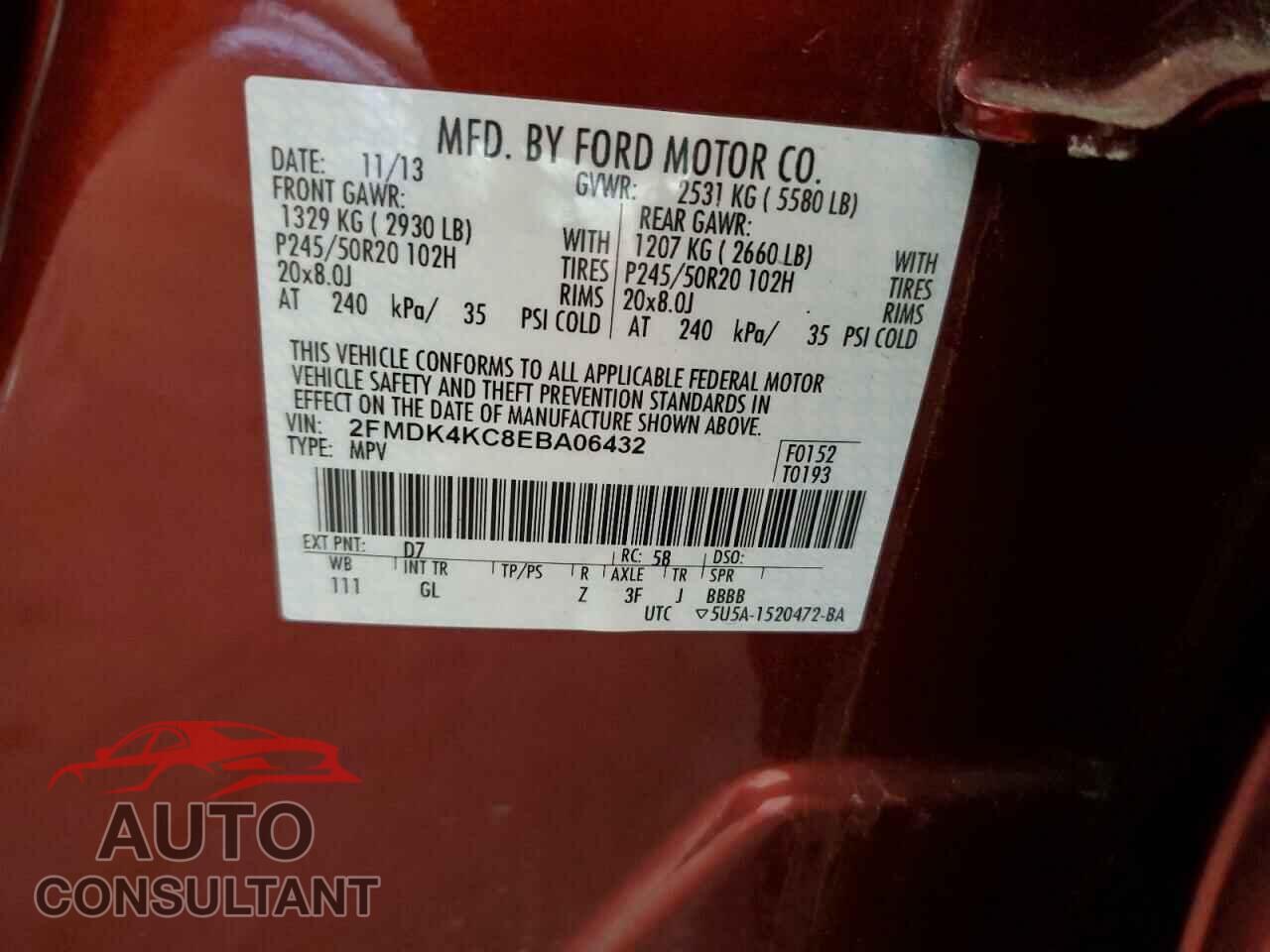 FORD EDGE 2014 - 2FMDK4KC8EBA06432