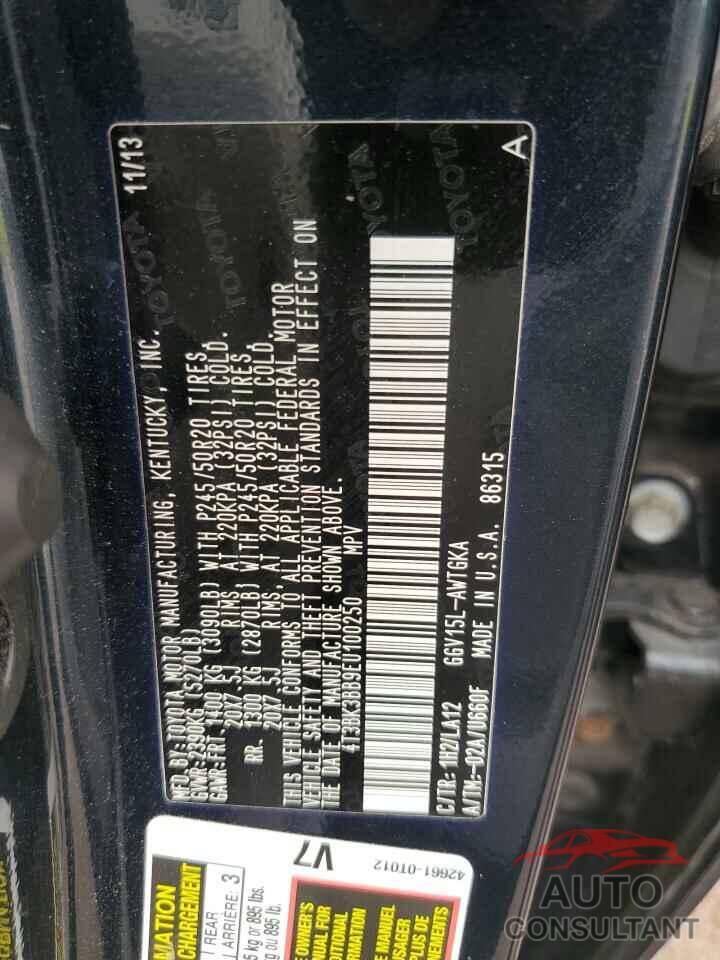 TOYOTA VENZA 2014 - 4T3BK3BB9EU100250