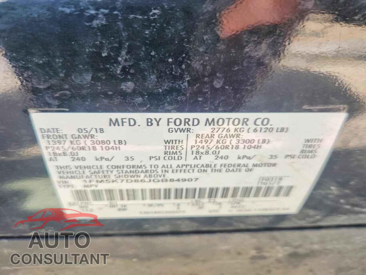 FORD EXPLORER 2018 - 1FM5K7D86JGB84907