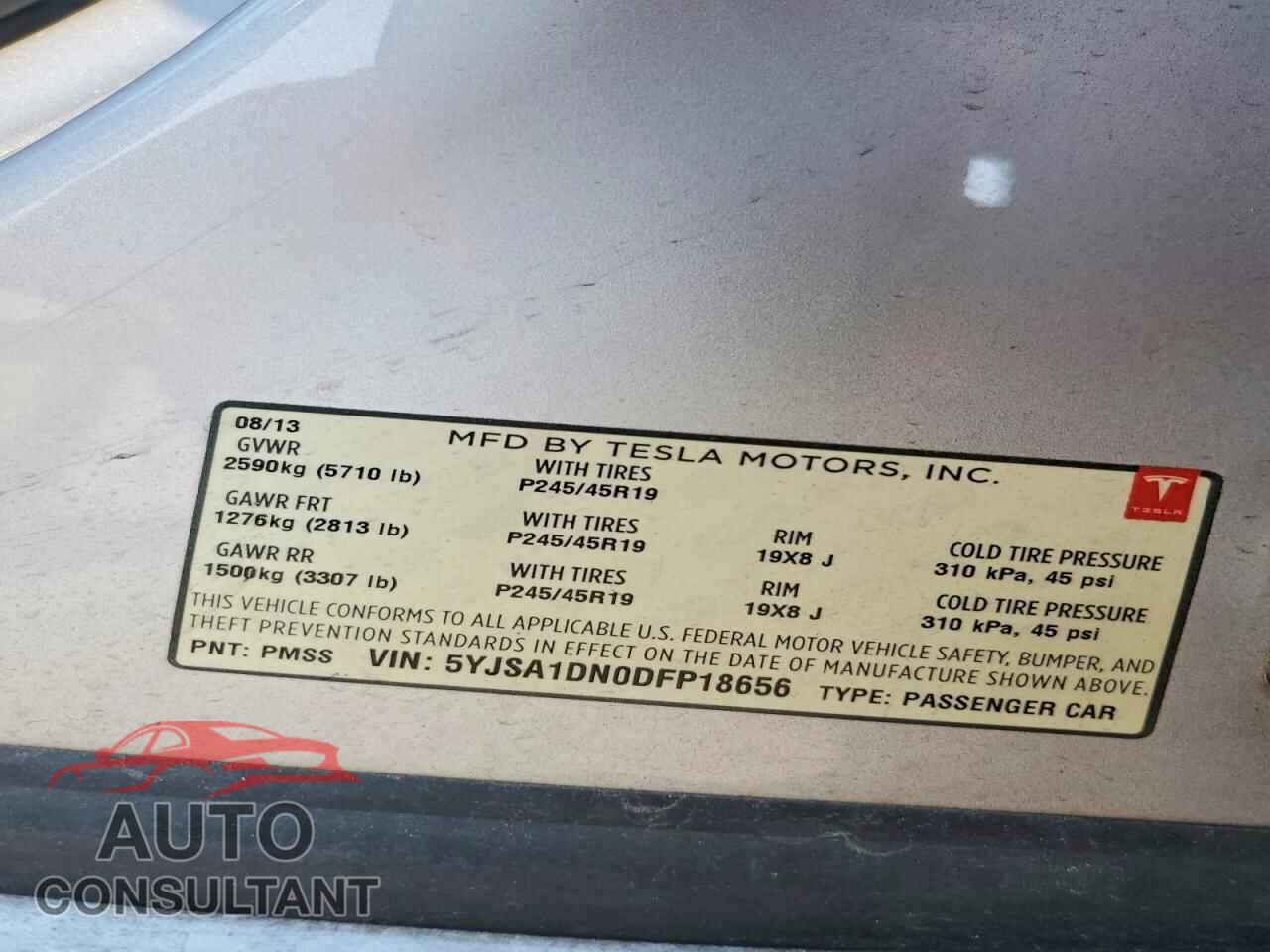 TESLA MODEL S 2013 - 5YJSA1DN0DFP18656