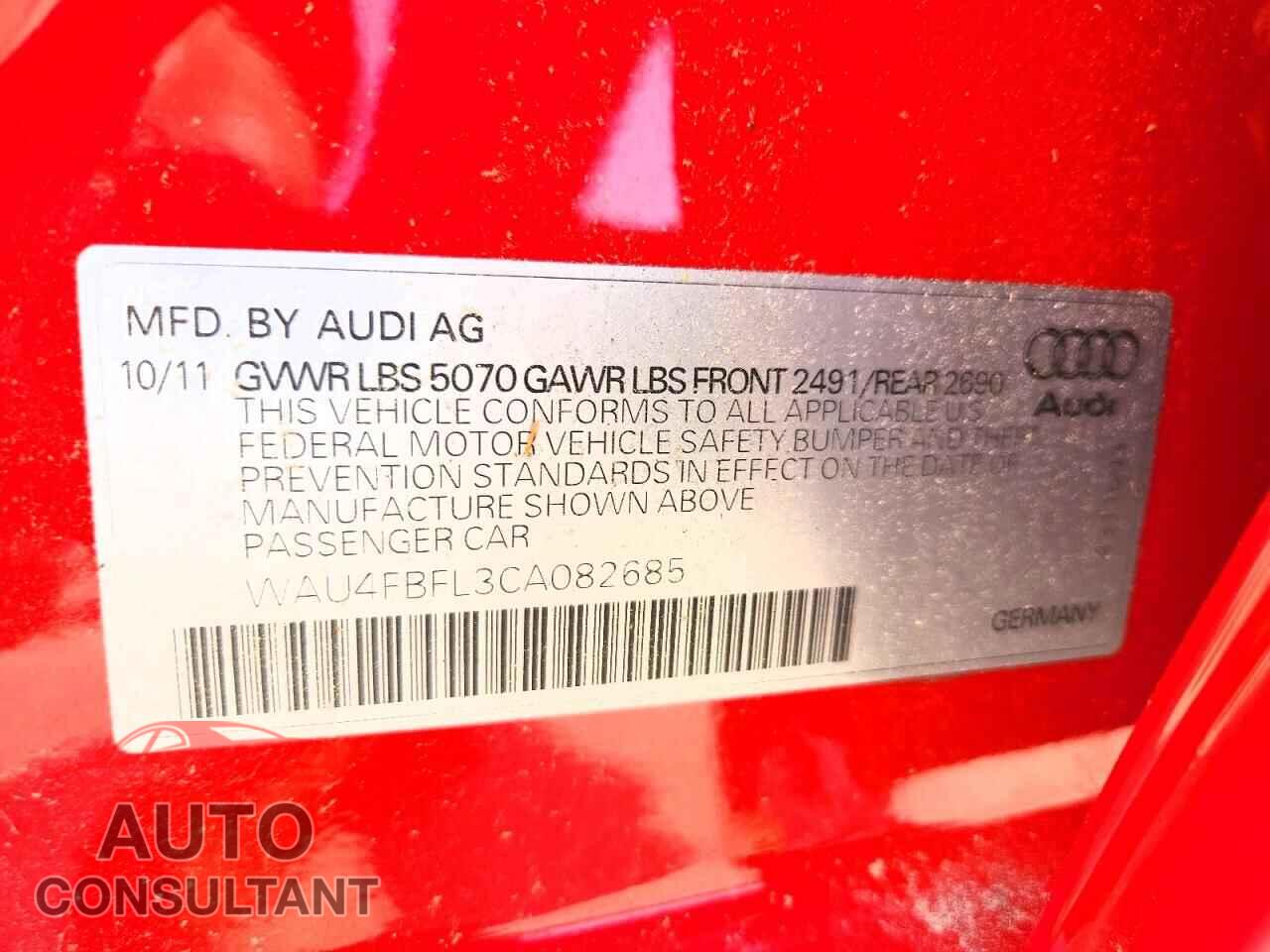 AUDI A4 2012 - WAU4FBFL3CA082685