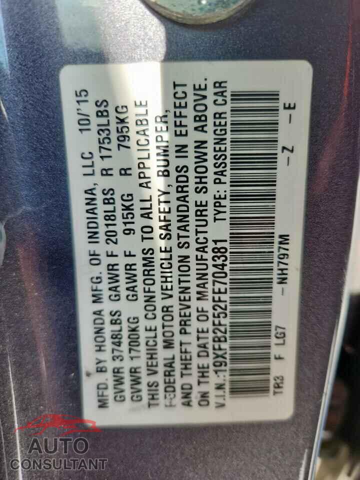 HONDA CIVIC 2015 - 19XFB2F52FE704381
