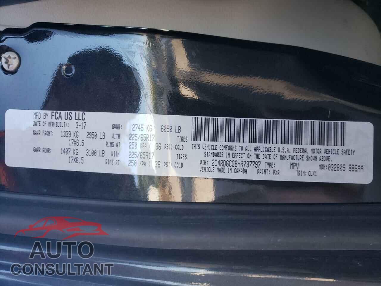 DODGE CARAVAN 2017 - 2C4RDGCG6HR737797