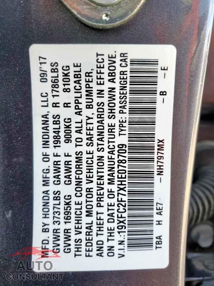 HONDA CIVIC 2017 - 19XFC2F7XHE078709