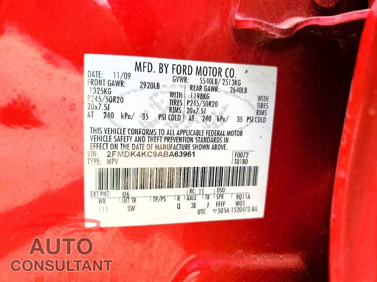 FORD EDGE 2010 - 2FMDK4KC9ABA63961
