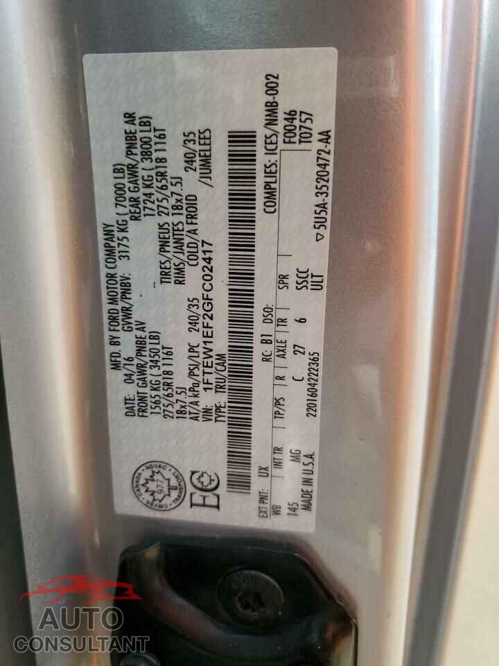 FORD F-150 2016 - 1FTEW1EF2GFC02417