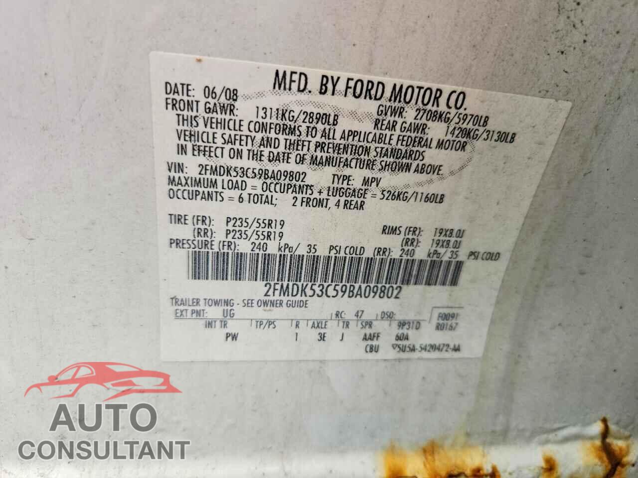 FORD FLEX 2009 - 2FMDK53C59BA09802