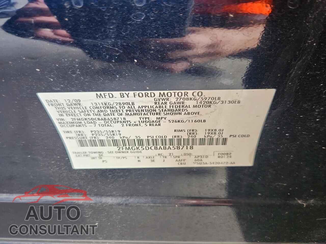 FORD FLEX 2010 - 2FMGK5DC8ABA58718