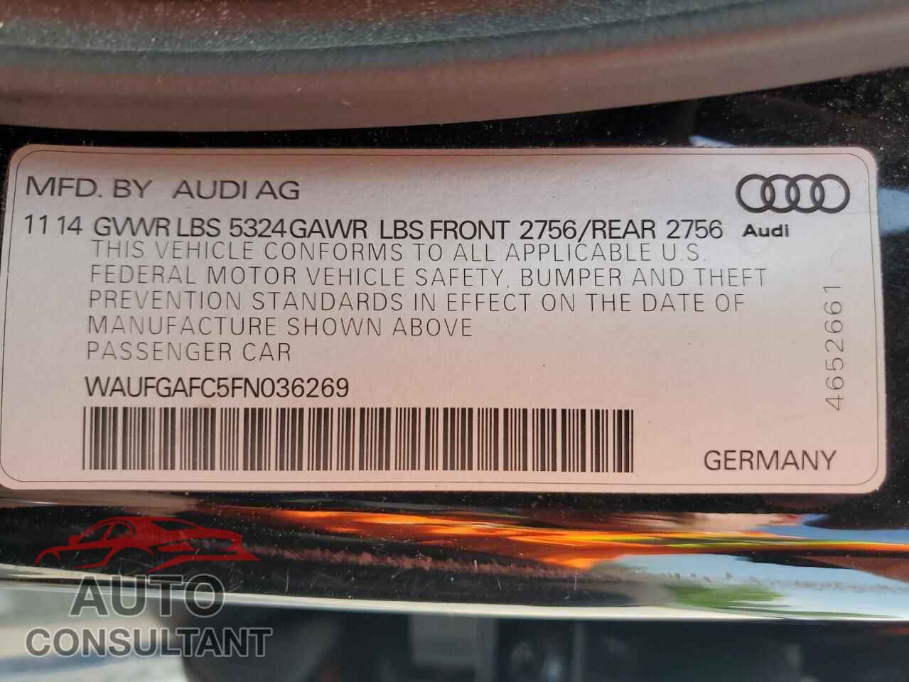 AUDI A6 2015 - WAUFGAFC5FN036269
