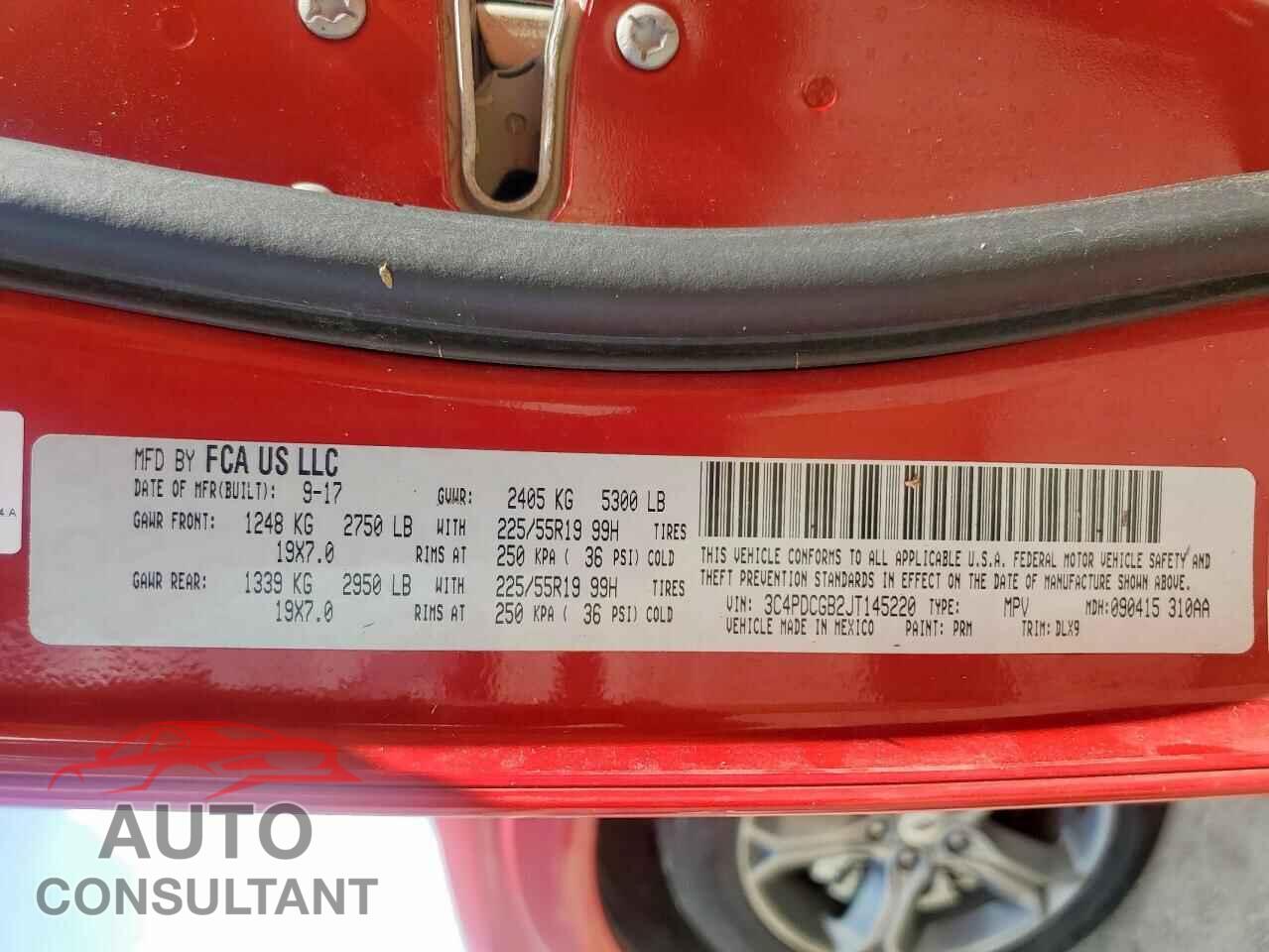 DODGE JOURNEY 2018 - 3C4PDCGB2JT145220