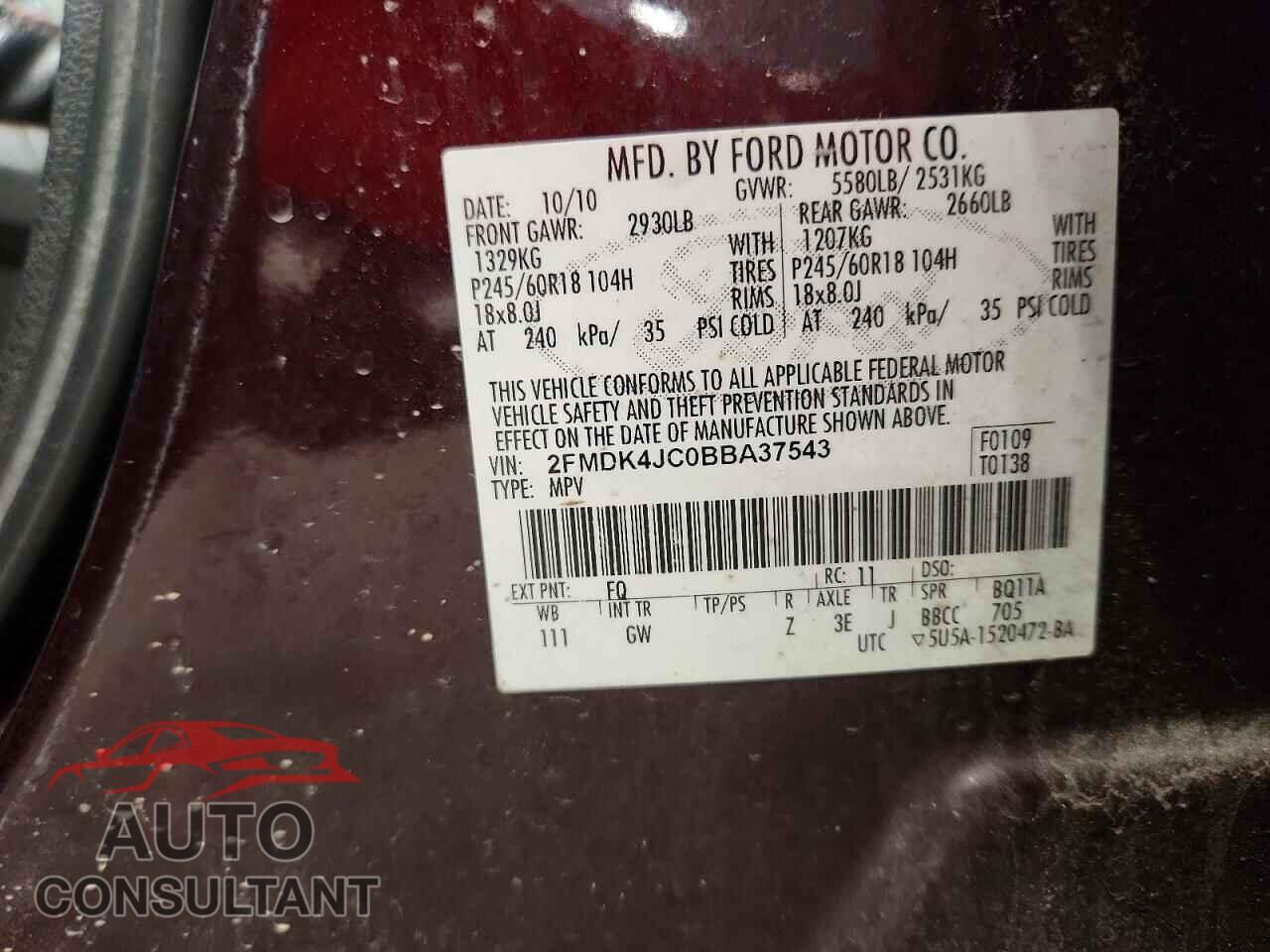 FORD EDGE 2011 - 2FMDK4JC0BBA37543