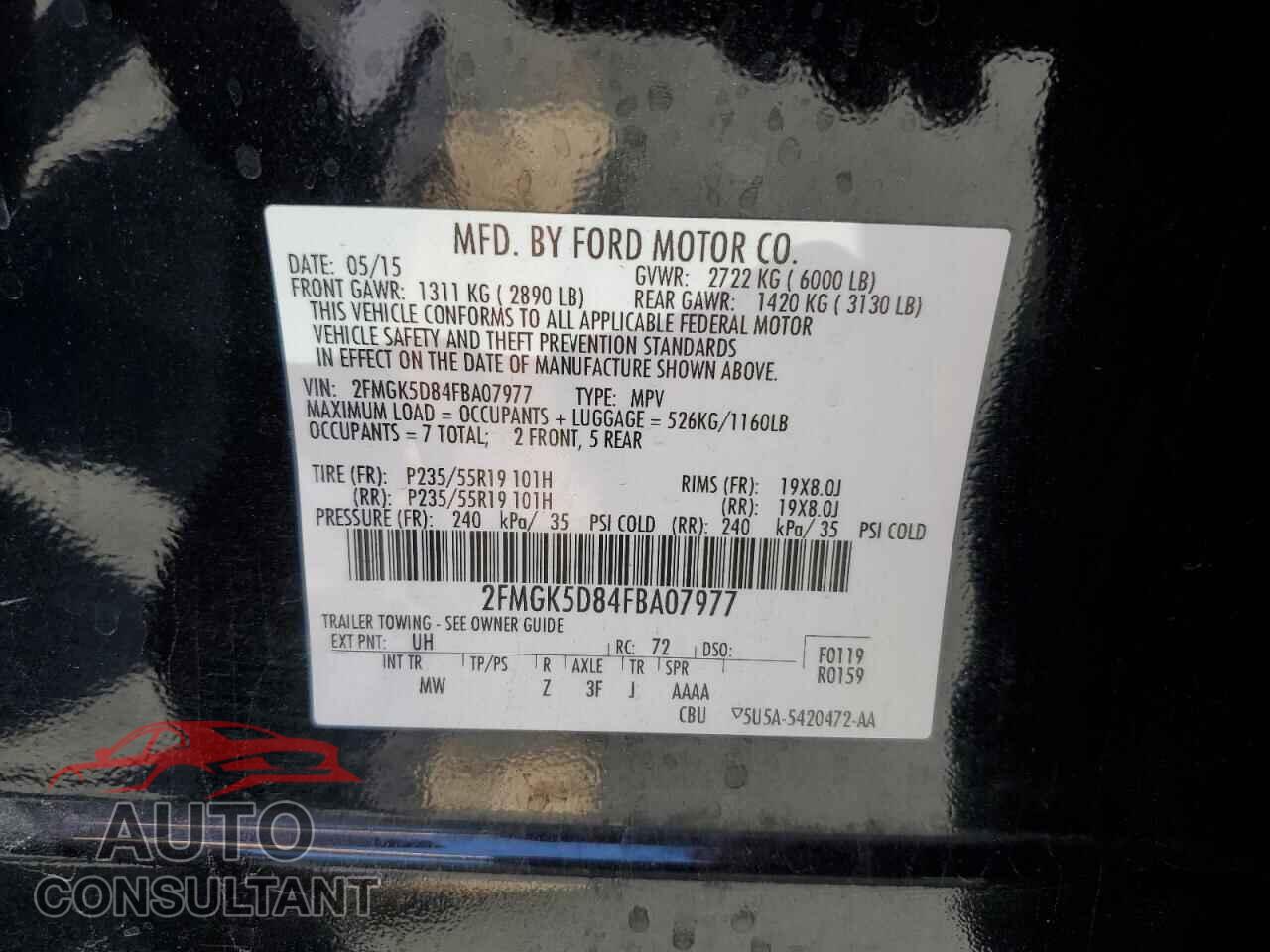 FORD FLEX 2015 - 2FMGK5D84FBA07977