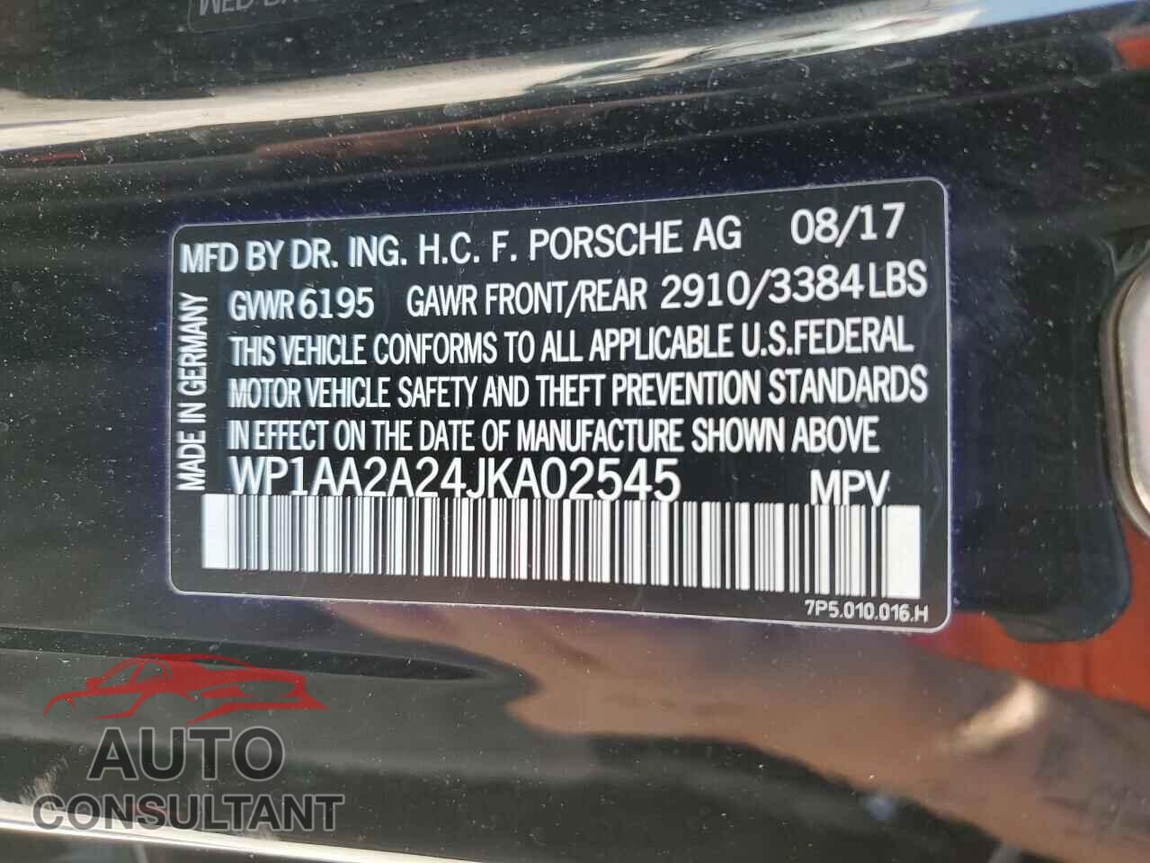 PORSCHE CAYENNE 2018 - WP1AA2A24JKA02545