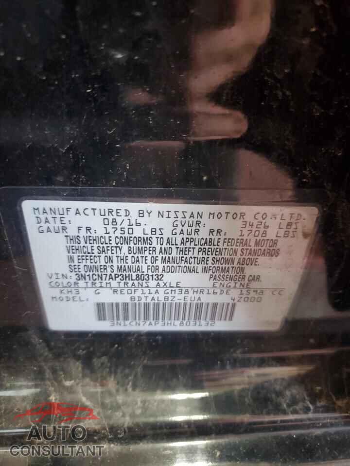 NISSAN VERSA 2017 - 3N1CN7AP3HL803132