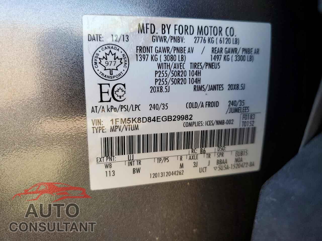 FORD EXPLORER 2014 - 1FM5K8D84EGB29982