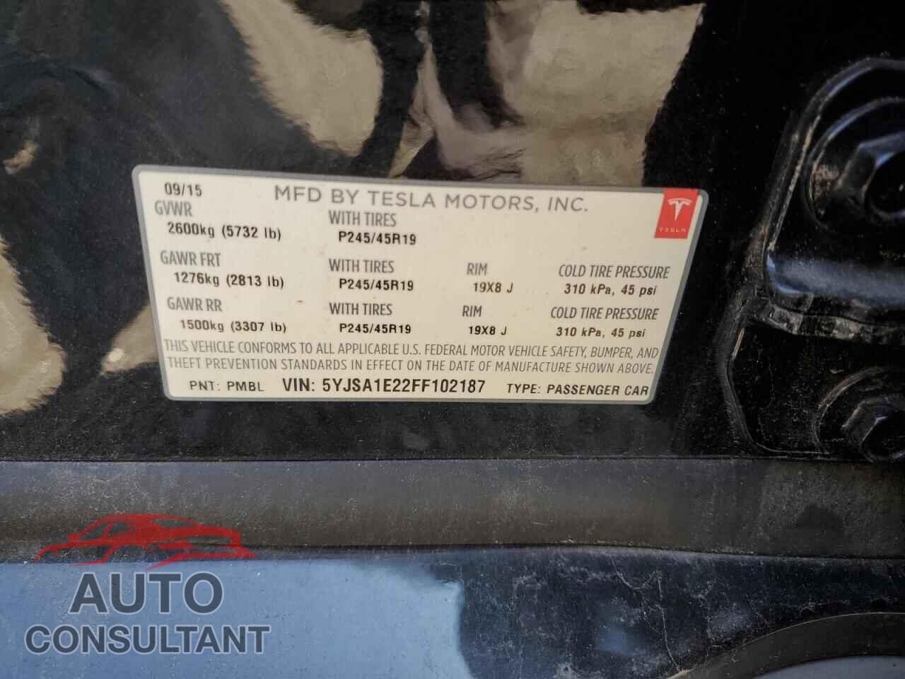 TESLA MODEL S 2015 - 5YJSA1E22FF102187