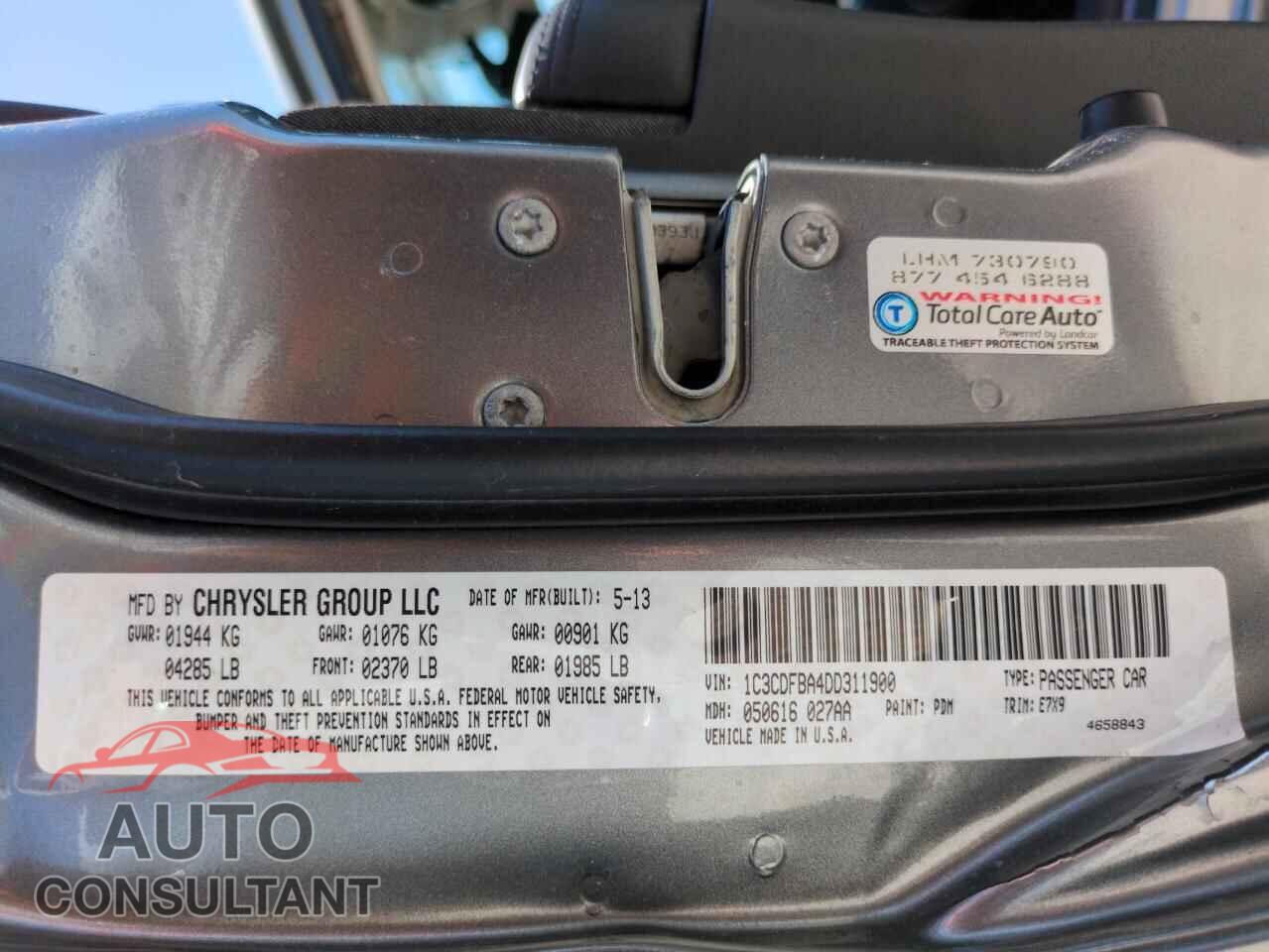 DODGE DART 2013 - 1C3CDFBA4DD311900