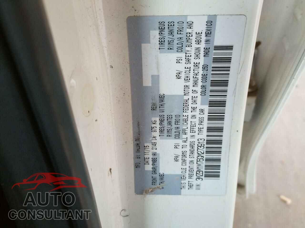 MAZDA 3 2016 - 3MZBM1M76GM273913