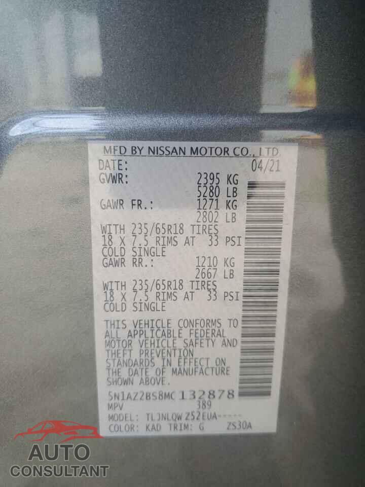 NISSAN MURANO 2021 - 5N1AZ2BS8MC132878