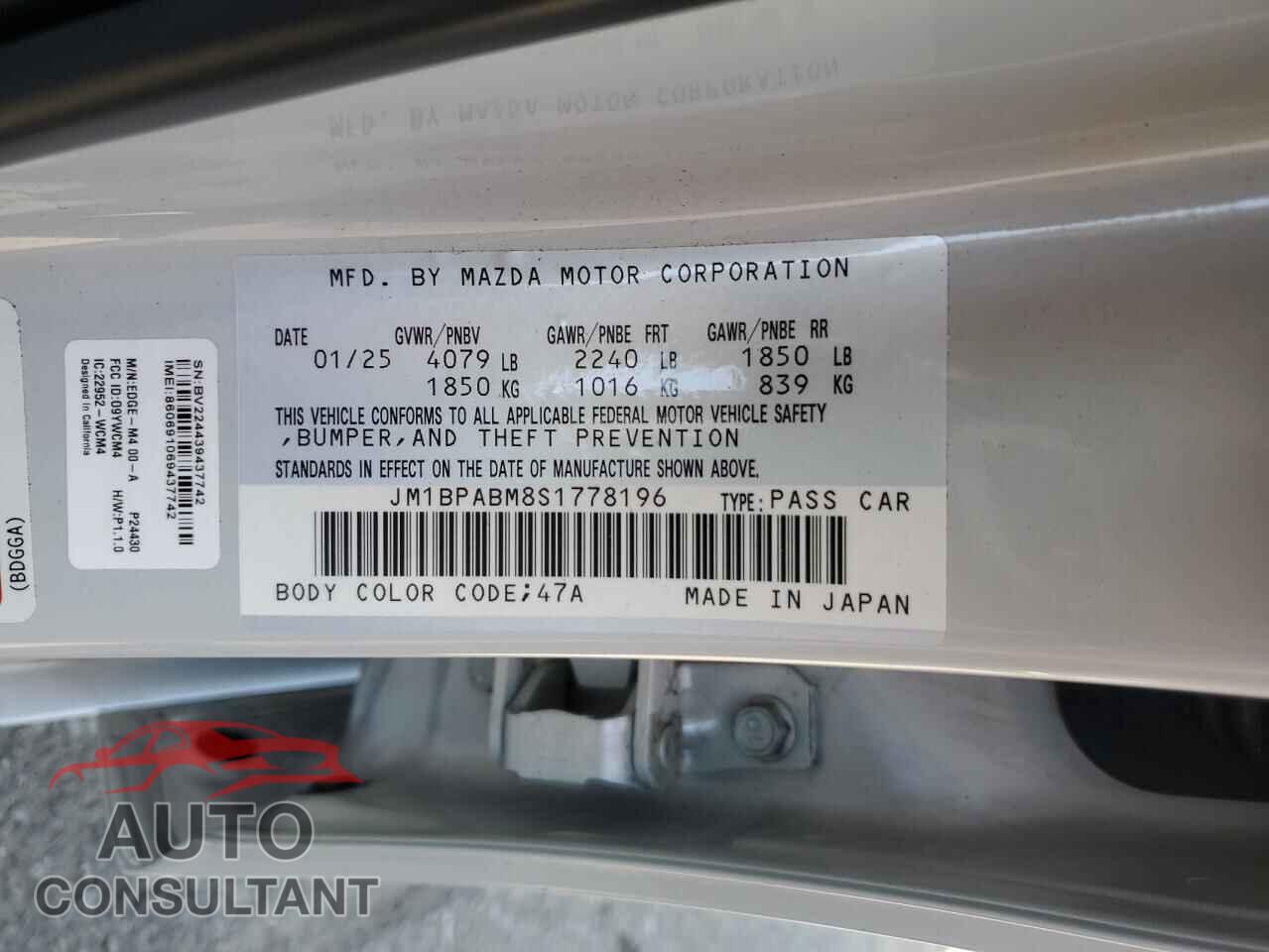 MAZDA 3 SELECT S 2025 - JM1BPABM8S1778196