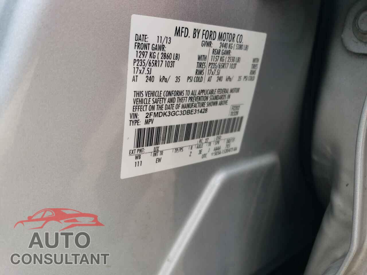 FORD EDGE 2013 - 2FMDK3GC3DBE31428