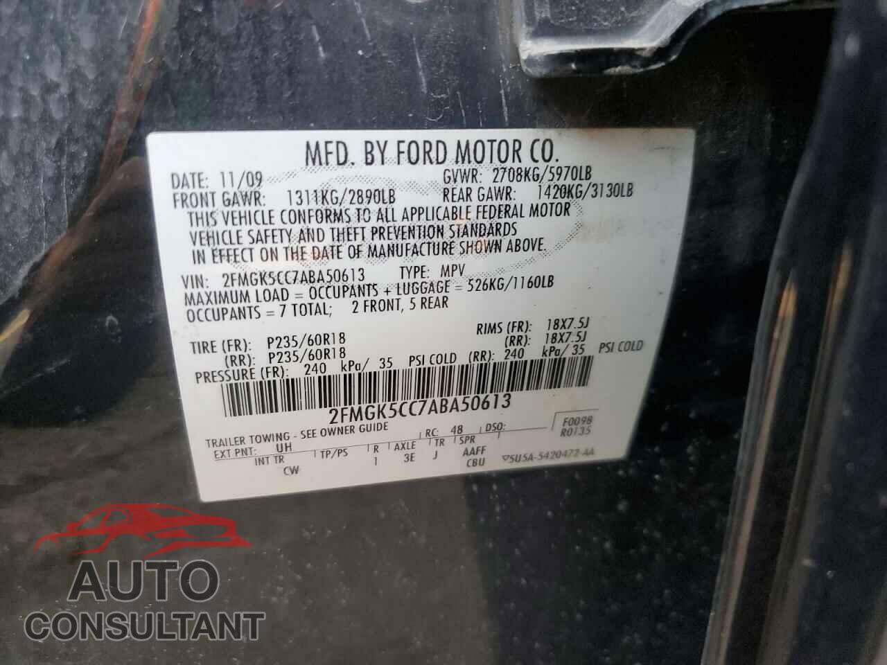FORD FLEX 2010 - 2FMGK5CC7ABA50613