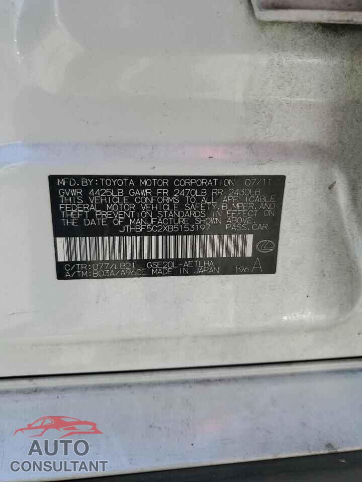 LEXUS IS 2011 - JTHBF5C2XB5153197
