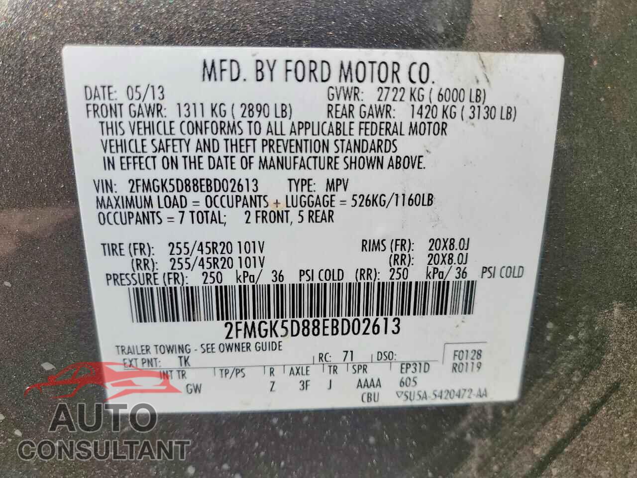 FORD FLEX 2014 - 2FMGK5D88EBD02613